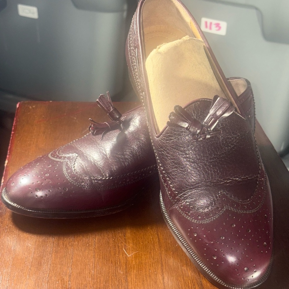 Vintage Bally Italy Men's Dark Brown Leather Dress Shoe WINGTIP TASSEL Loafers